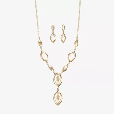 Liz Claiborne Y Necklace And Drop Earring Womens Hypoallergenic 2-pc. Jewelry Set In Gold