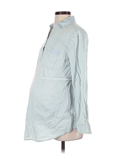 Pre-owned Liz Lange Maternity For Target Long Sleeve Button Down Shirt In Blue