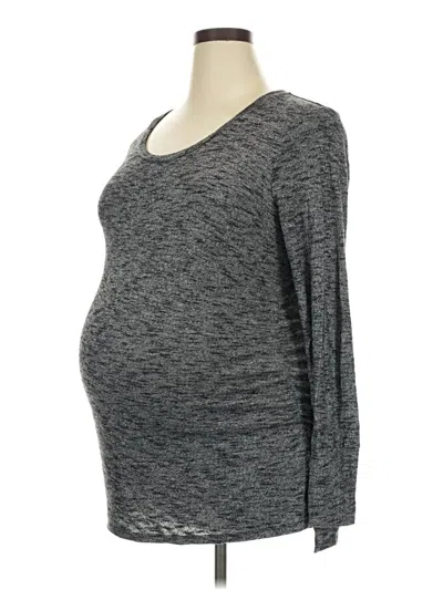 Pre-owned Liz Lange Maternity For Target Long Sleeve Top Gray Scoop Neck Tops