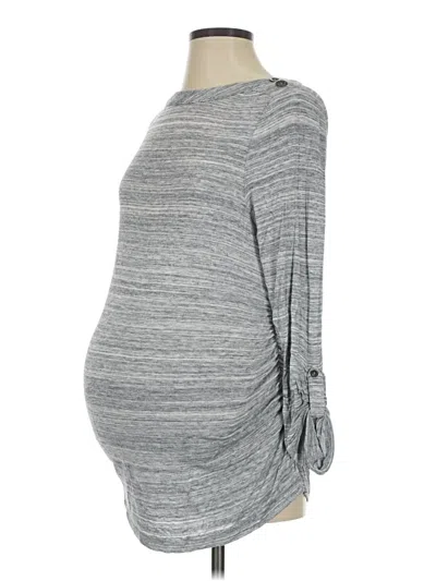 Pre-owned Liz Lange Maternity For Target Long Sleeve Top Gray Stripes Pattern Boatneck Tops
