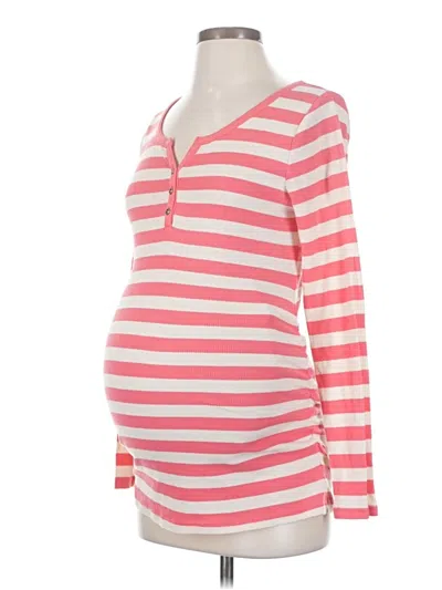 Pre-owned Liz Lange Maternity For Target Long Sleeve Top Pink V Neck Tops