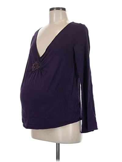 Pre-owned Liz Lange Maternity For Target Long Sleeve Top Purple Plunge Neckline Tops