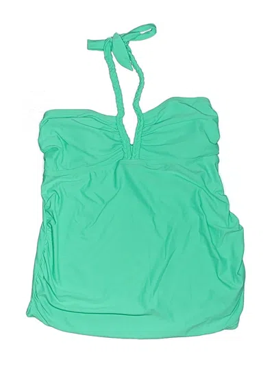 Pre-owned Liz Lange Maternity Swimsuit Top Green Solid Pattern Swimwear