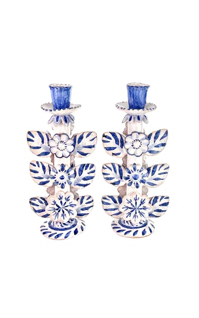 Liz Lauter Set-of-two Candlesticks In Multi