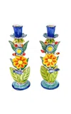 Liz Lauter Set-of-two Garden Candlestick Holders In Multi
