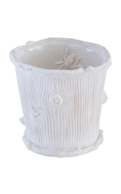 Liz Marsh Designs Exclusive Handmade Porcelain Faux Bois Cachepot In White