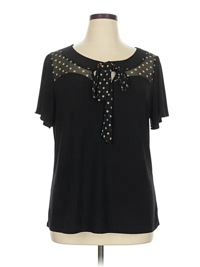 Pre-owned Liz Mccoy Short Sleeve Blouse In Black