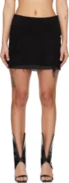 Shop Liza Keane Black Suspender Suede Miniskirt