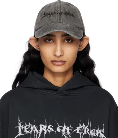 Liza Keane Black 'tears Of Eros' Cap In Washed Black