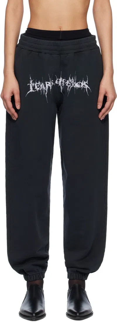 Liza Keane Black 'tears Of Eros' Sweatpants In Washed Black