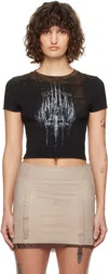 Liza Keane Black 'wet Dreams' Baby T-shirt In Bleached Mud