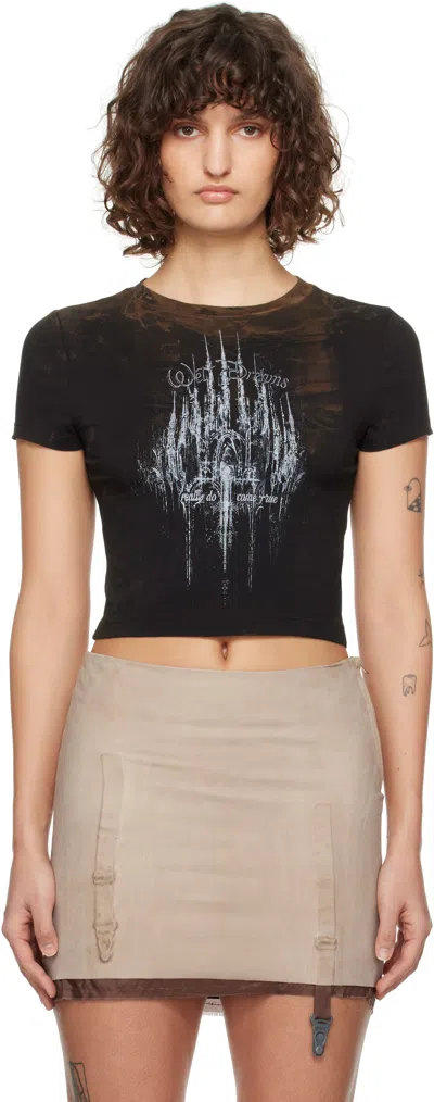 Liza Keane Black 'wet Dreams' Baby T-shirt In Bleached Mud