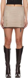 Liza Keane Taupe Suspender Miniskirt In Nude