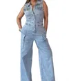 Lizette Collection Denim Chic Jumpsuit In Medium Wash In Blue