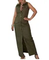 Lizette Collection Sleeveless Cargo Maxi Dress In Olive Green In Green