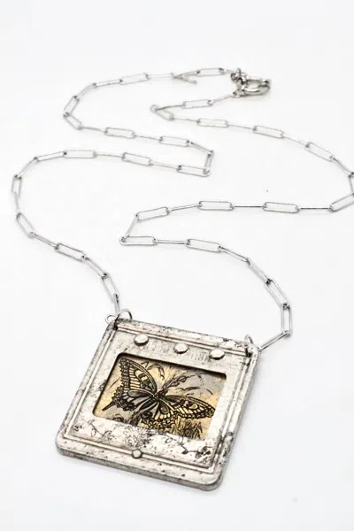 Lizou Women's Vintage Butterfly Handmade Necklace In Silver