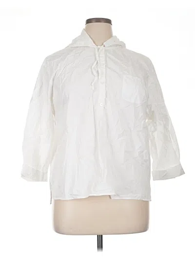Pre-owned Lizsport 3/4 Sleeve Button Down Shirt In White