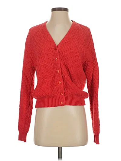 Pre-owned Lizsport Cardigan Sweater In Red