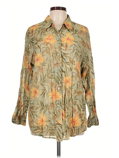 Pre-owned Lizsport Long Sleeve Blouse In Green