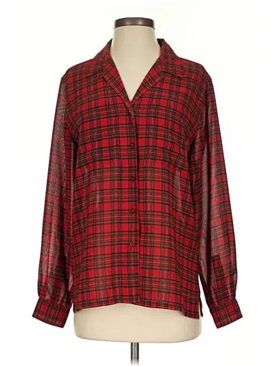 Pre-owned Lizsport Long Sleeve Blouse In Red