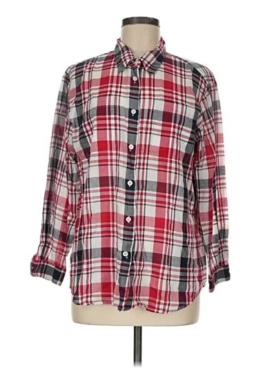 Pre-owned Lizsport Long Sleeve Button Down Shirt In Red