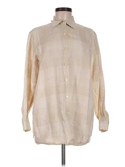 Pre-owned Lizsport Long Sleeve Button Down Shirt In Tan