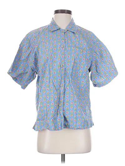 Pre-owned Lizsport Short Sleeve Blouse In Blue