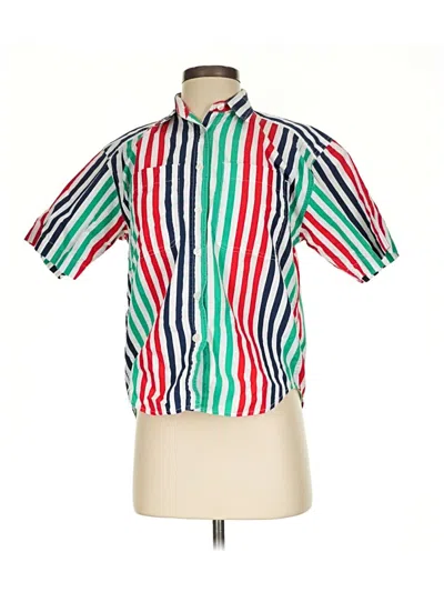 Pre-owned Lizsport Short Sleeve Blouse In Green
