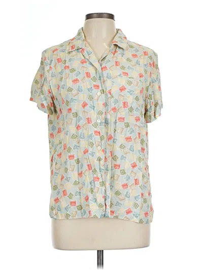 Pre-owned Lizsport Short Sleeve Blouse In White