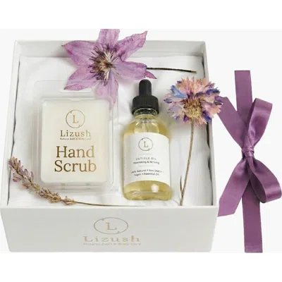 Lizush Hand Care Ritual Set Nail And Cuticle Oil Exfoliating Hand Scrub In Transparent