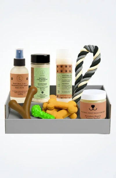 Lizush Natural Pet Pampering Gift Box In White With Pastel Labels