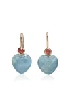 Lizzie Fortunato 14k Gold Amor Earrings In Pink Rhodolite & Aquamarine In Multi