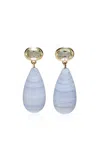 Lizzie Fortunato 14k Gold Drop Earrings In Green Amethyst & Blue Lace Agate In Blue