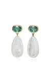 Lizzie Fortunato 14k Gold Drop Earrings In Green Topaz & Mother- Of-pearl In Multi