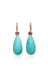 Lizzie Fortunato 14k Gold Drop Earrings In Pink Rhodolite & Amazonite In Multi
