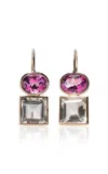 Lizzie Fortunato 14k Gold Duo Pink Topaz And Green Amethyst Earrings In Multi