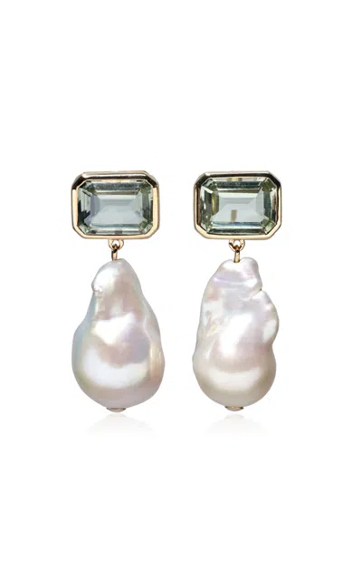 Lizzie Fortunato 14k Gold Juno Earrings In Green Amethyst