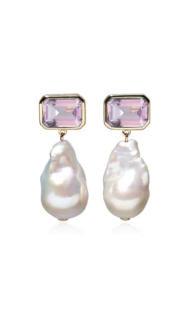 Lizzie Fortunato 14k Gold Juno Earrings In Pink Amethyst