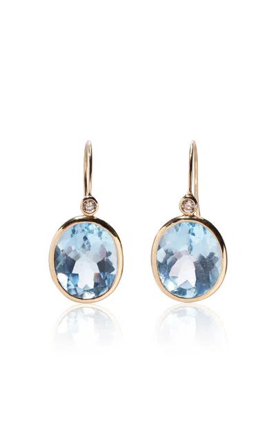 Lizzie Fortunato 14k Gold Pool Blue Topaz And Diamond Earrings In Blue