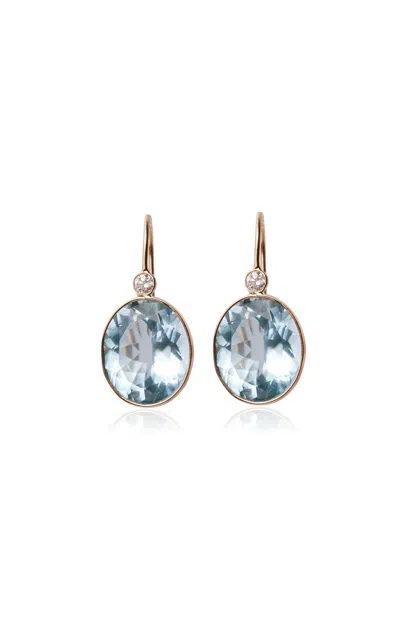 Lizzie Fortunato 14k Gold Pool Earrings In Blue Topaz & Diamond