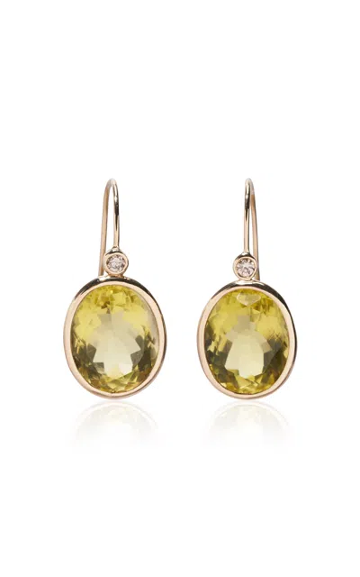 Lizzie Fortunato 14k Gold Pool Lemon Quartz And Diamond Earrings In Yellow