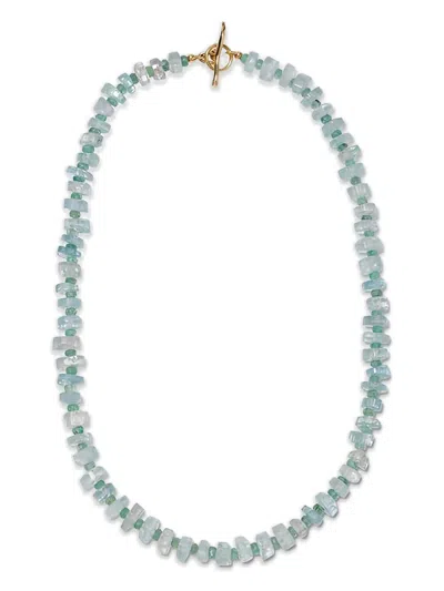 Lizzie Fortunato 14kt Yellow Gold Beaded Aquamarine Necklace In Blue