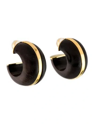 Pre-owned Lizzie Fortunato Acacia Wood Halo Hoops In Brown