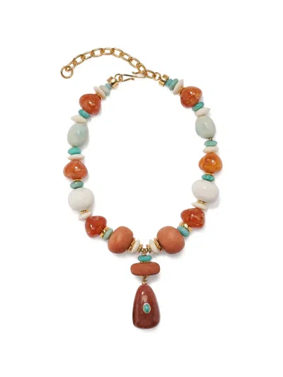 Lizzie Fortunato Andamento Gold-plated Multi-stone And Bone Necklace