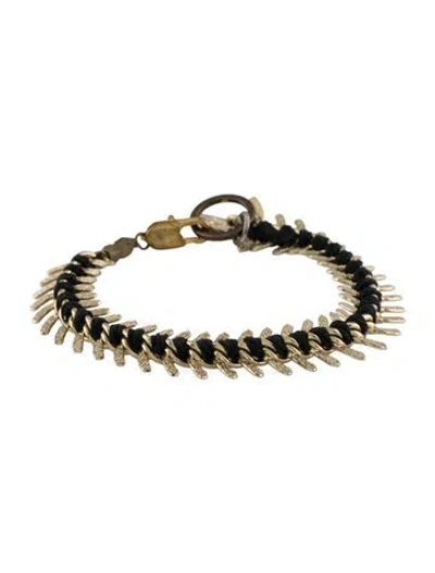Pre-owned Lizzie Fortunato Colorful Threads Scale Link Bracelet, 7" In Black