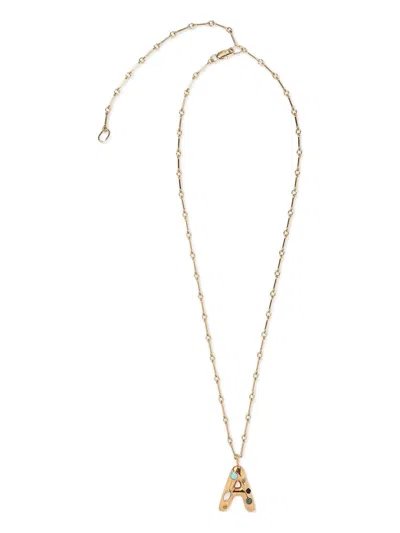 Lizzie Fortunato Confetti Letter Stone-embellished Necklace In Brown