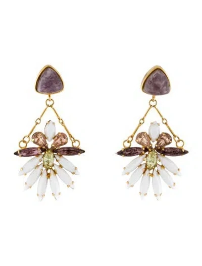 Pre-owned Lizzie Fortunato Crystal & Stone 'lotus Blossom' Chandelier Earrings