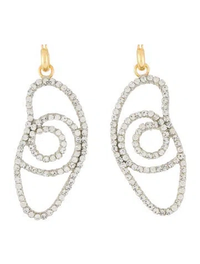 Pre-owned Lizzie Fortunato Crystal & Thread Drop Earrings In Multi