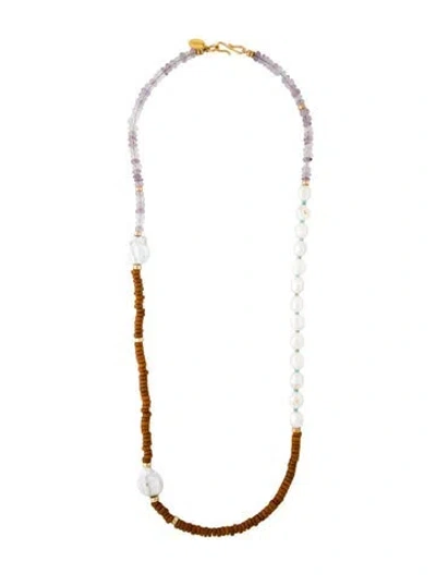 Pre-owned Lizzie Fortunato Crystal, Bead & Pearl Beaded Necklace, 34" In Multi