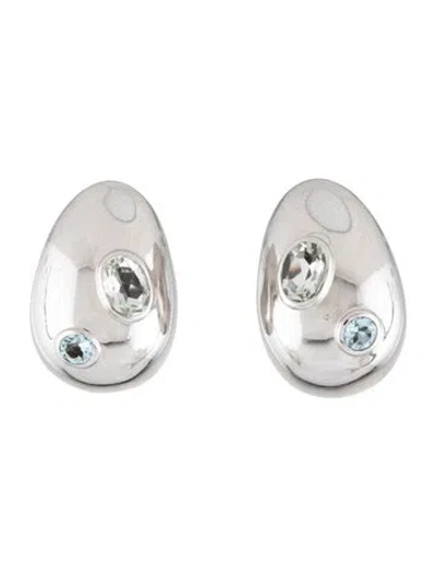 Pre-owned Lizzie Fortunato Crystal Mini Arp Drop Earrings In Blue/clear